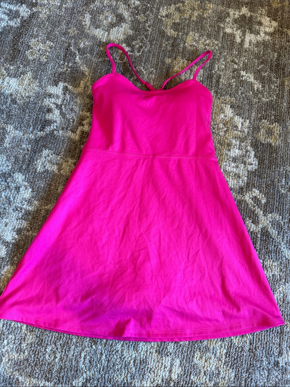 Bright Pink Spaghetti Strap Casual Dress